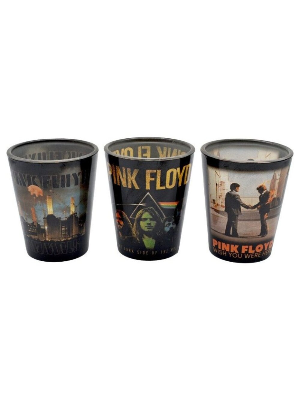 Pink Floyd Three Shot Glass Set New Animals Pig Glasses Licensed Rock Band 3